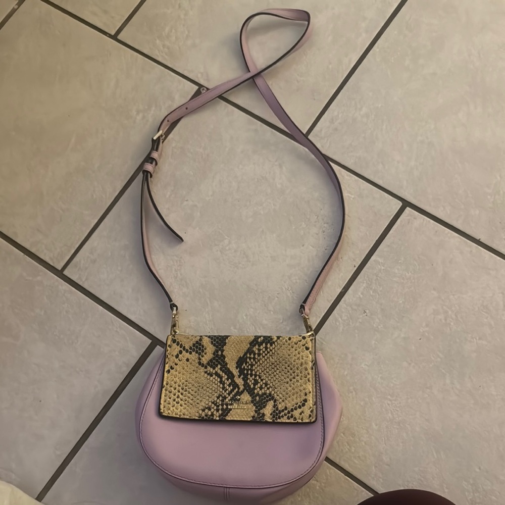 Lavender Snake Print Crossbody Bag